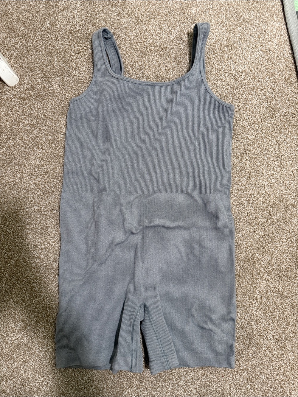 Old Navy Light Gray Ribbed Tank Romper